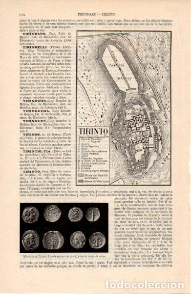 Paper Collecting Others: LAMINA ESPASA V52823: Monedas y plano de Tirinto