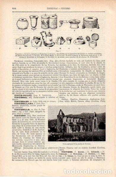 Otros art&iacute;culos de coleccionismo en papel: LAMINA ESPASA V52800: Tinteros y abadia de Tintern en Irlanda