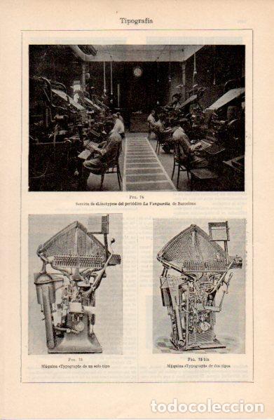 Otros art&iacute;culos de coleccionismo en papel: LAMINA ESPASA V52816: Seccion de Linotypes de La Vanguardia de Barcelona