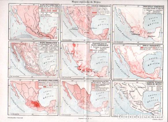 Outros artigos de papel: LAMINA ESPASA V52838: Mapas especiales de Mejico