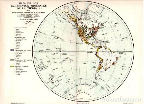 Otros art&iacute;culos de coleccionismo en papel: LAMINA ESPASA V52851: Mapa de los yacimientos minerales de la Tierra II