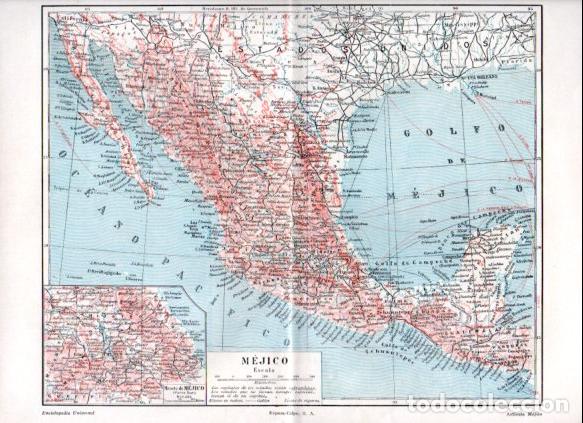 Otros art&iacute;culos de coleccionismo en papel: LAMINA ESPASA V52845: Mapa de Mejico