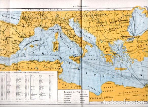 Collectionnisme Papier divers: LAMINA ESPASA V52855: Mapa de distancias entre los puertos del Mediterraneo en millas