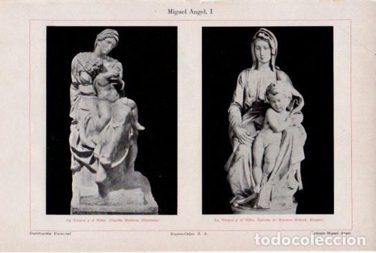 Collectionnisme Papier divers: LAMINA ESPASA V54873: La Virgen y el Ni&ntilde;o por Miguel Angel, esculturas - Varios