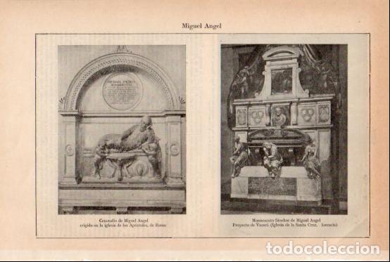 Otros art&iacute;culos de coleccionismo en papel: LAMINA ESPASA V54882: Cenotafio y Monumento funebre de Miguel Angel - Varios