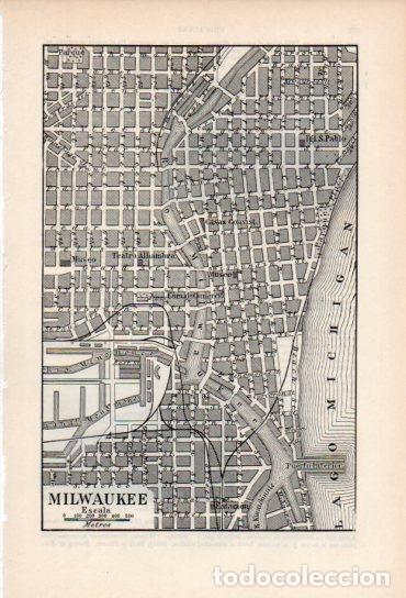 Otros art&iacute;culos de coleccionismo en papel: LAMINA ESPASA V54907: Plano de Milwaukke - Varios