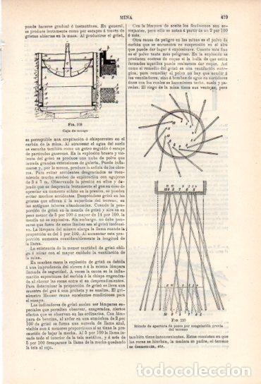 Otros art&iacute;culos de coleccionismo en papel: LAMINA ESPASA V54923: Metodo apertura de pozos por congelacion del terreno. Mina - Varios