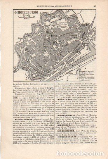 Sammelleidenschaft Andere Papierartikel: LAMINA ESPASA V54947: Plano de Middelburgo - Varios