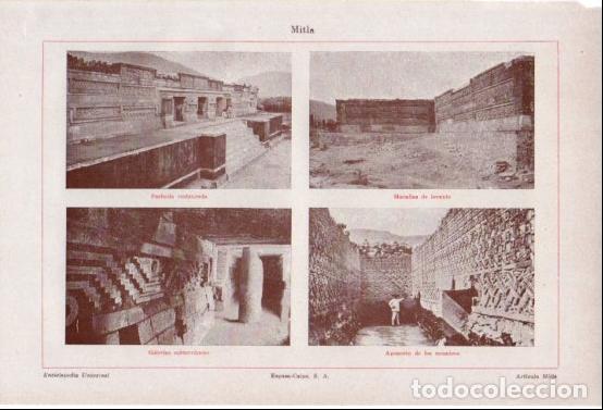 Otros art&iacute;culos de coleccionismo en papel: LAMINA ESPASA V55000: Vistas de la zona arqueologica de Mitla, Mejico - Varios