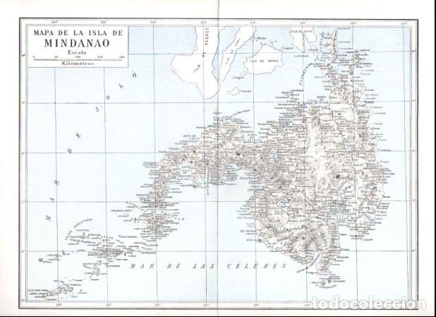 Otros art&iacute;culos de coleccionismo en papel: LAMINA ESPASA V55015: Mapa de la Isla de Mindanao - Varios
