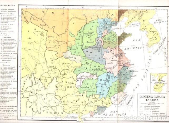 Otros art&iacute;culos de coleccionismo en papel: LAMINA ESPASA V55020: Mapa de la iglesia catolica en China - Varios