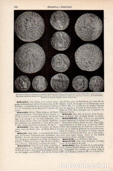 Sammelleidenschaft Andere Papierartikel: LAMINA ESPASA V55023: Monedas acu&ntilde;adas en Mirandola - Varios