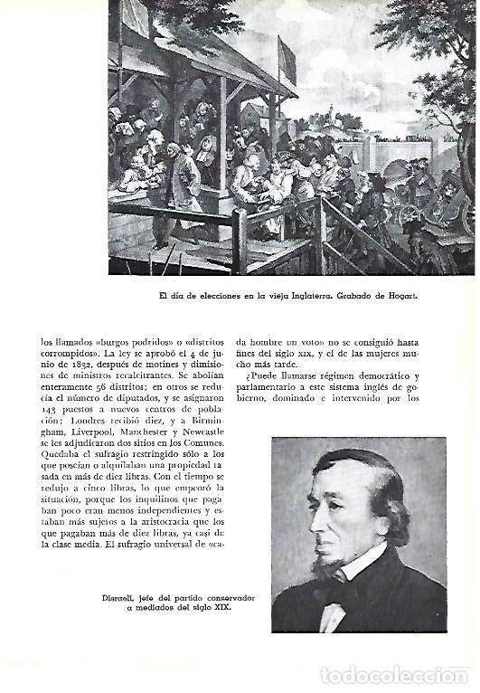 Otros art&iacute;culos de coleccionismo en papel: LAMINA 41233: Grabado del dia de elecciones en Vieja Inglaterra y Disraeli - Pijoan