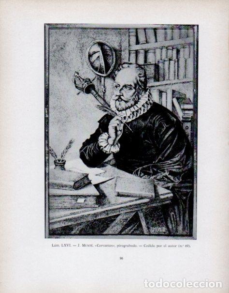 Collectionnisme Papier divers: LAMINA V53945: Cervantes por J. Munte. Pirograbado