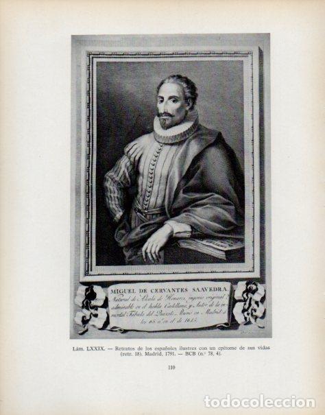 Collectionnisme Papier divers: LAMINA V53952: Cervantes, retrato con un epitome de su vida. Madrid 1791