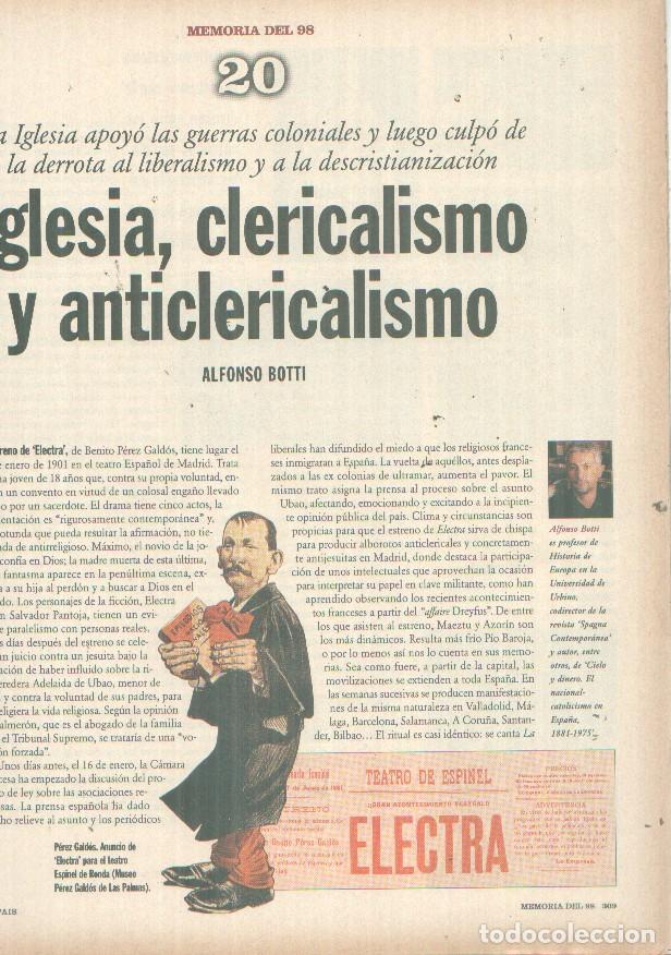 Otros art&iacute;culos de coleccionismo en papel: Memoria del 98 fasciculo 20: Iglesia, clericalismo y anticlericalismo por Alfonso Botti - varios