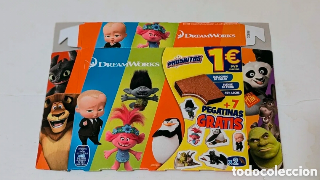 Otros art&iacute;culos de coleccionismo en papel: Caja envoltorio Pastelitos Phoskitos DremWorks