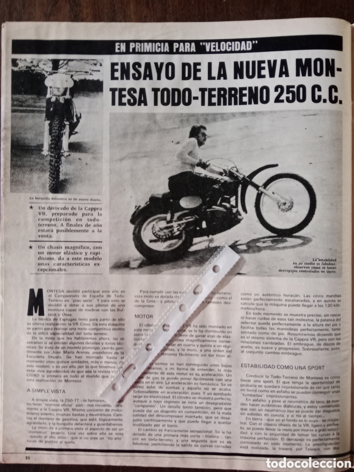 Otros art&iacute;culos de coleccionismo en papel: Reportaje moto montesa 250 cc de 1974