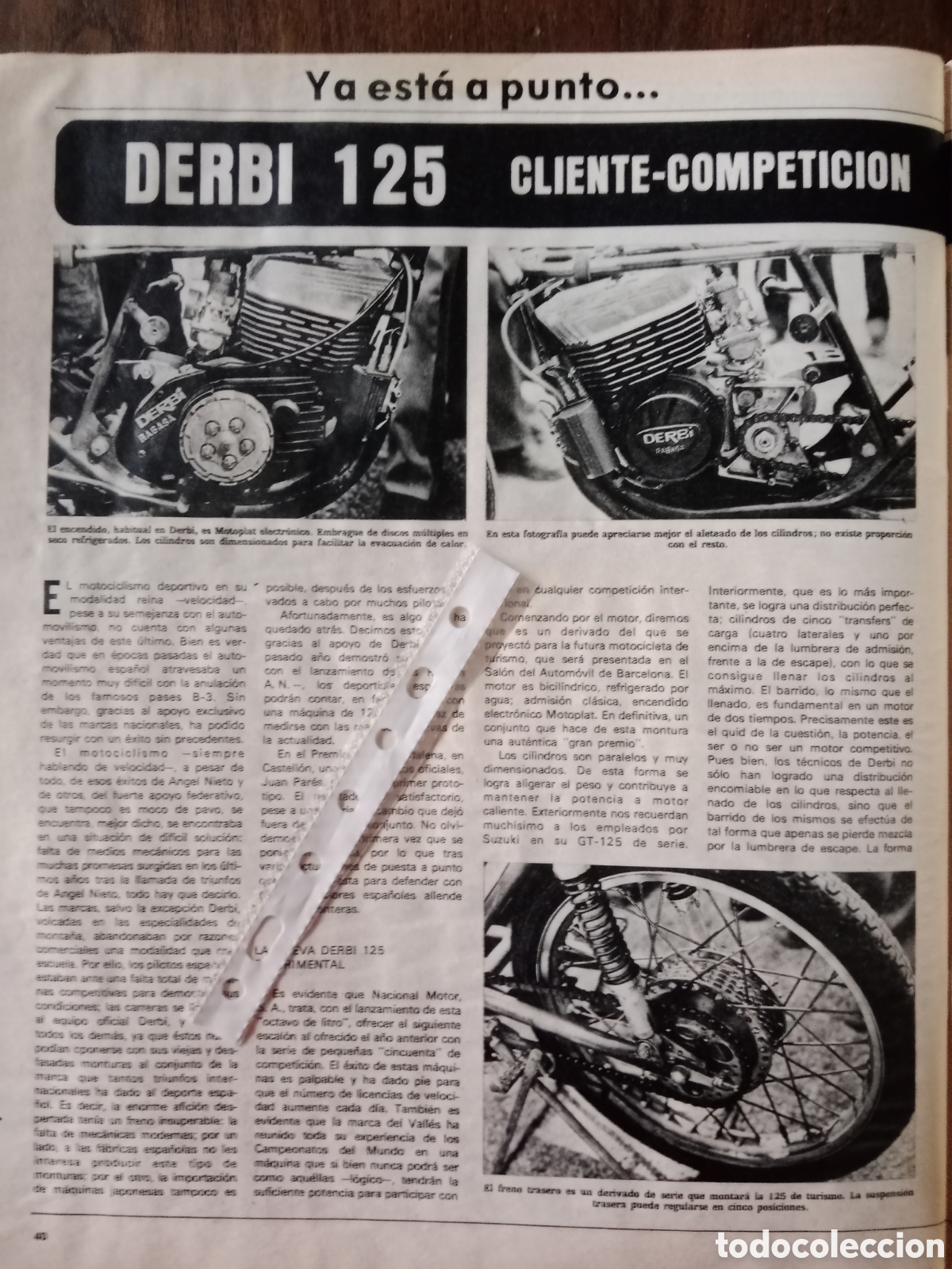 Otros art&iacute;culos de coleccionismo en papel: Reportaje moto derbi 125 de 1974