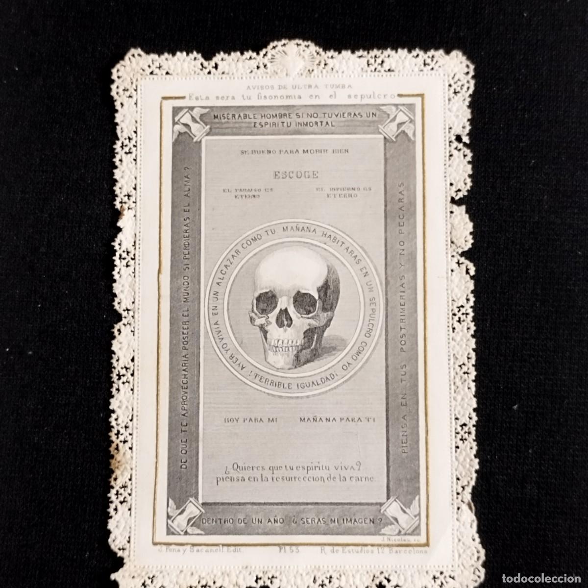 Otros art&iacute;culos de coleccionismo en papel: ESTAMPA PUNTILLA CALADA MEMENTO MORI CALAVERA - ESCOGE PARAISO INFIERNO - PENA SACANELL BARCELONA