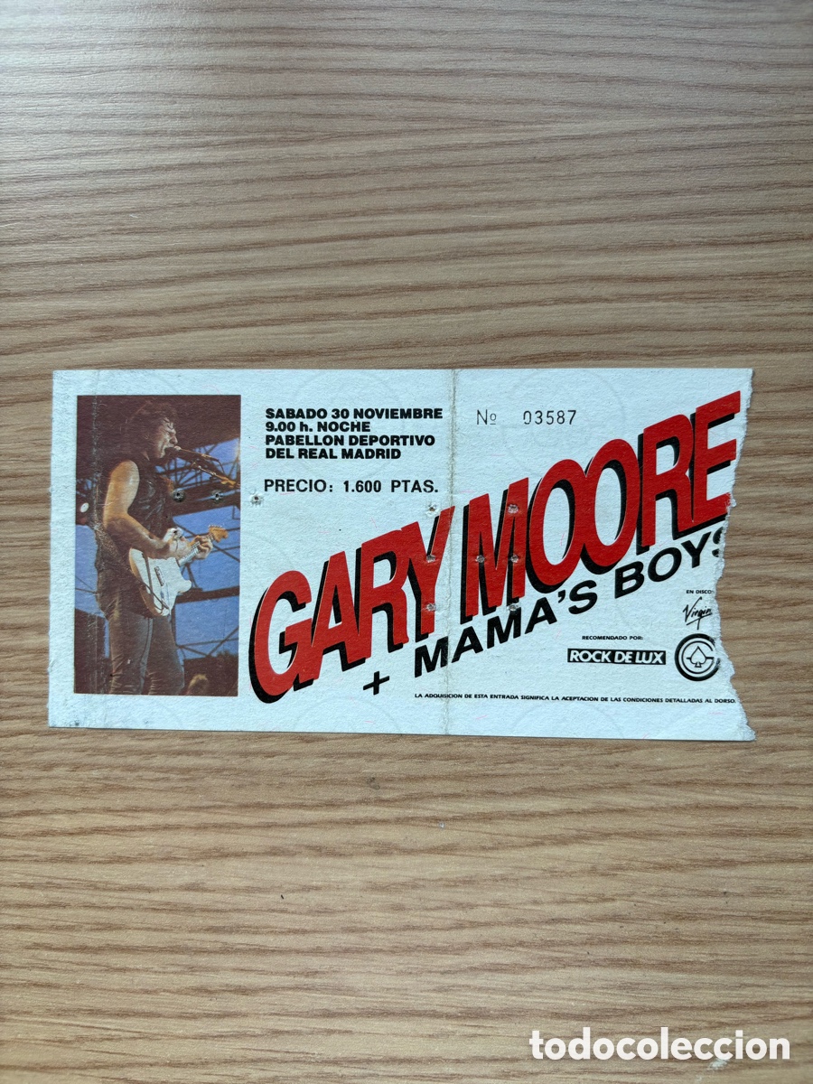 Otros art&iacute;culos de coleccionismo en papel: Gary Moore entrada concierto Madrid
