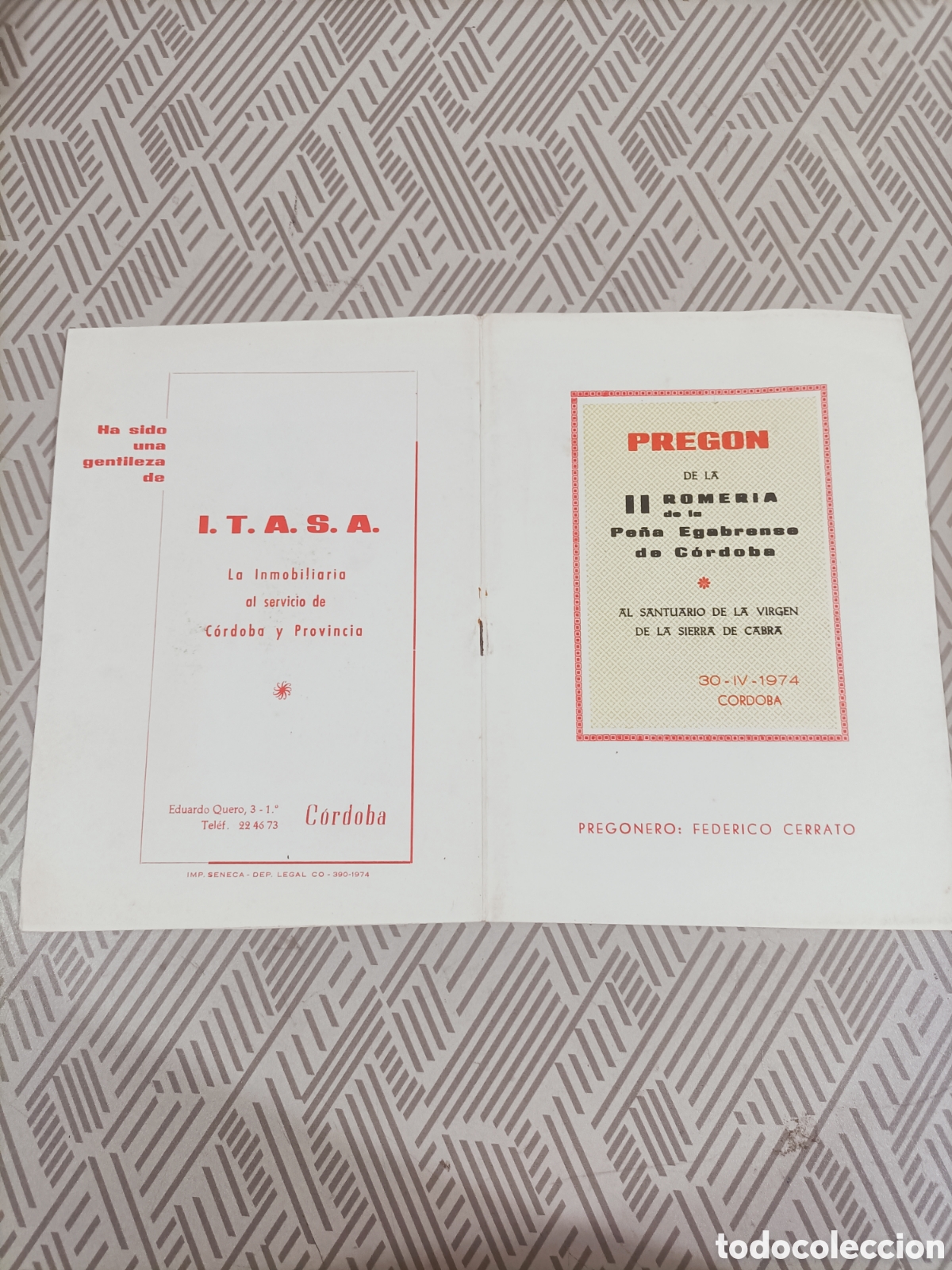 Otros art&iacute;culos de coleccionismo en papel: Preg&oacute;n II Romer&iacute;a Virgen de la Sierra de Cabra 1974