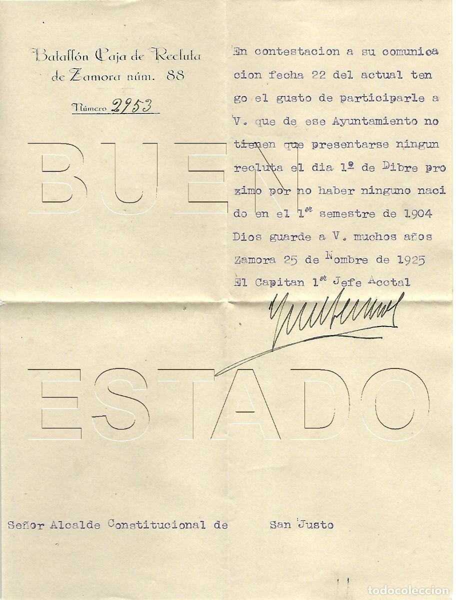 Otros art&iacute;culos de coleccionismo en papel: 1925 SAN JUSTO PUEBLA DE SANABRIA ZAMORA BATALLON CAJA DE RECLUTA 88 CARTA M30