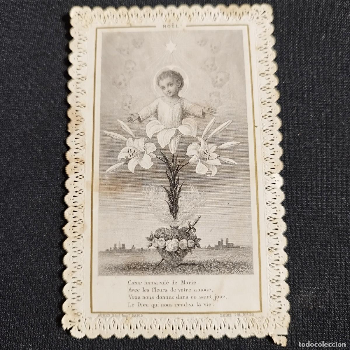Otros art&iacute;culos de coleccionismo en papel: ESTAMPA JESUS CORAZON MARIA INMACULADA - NO&Euml;L! - PUNTILLA CALADA -