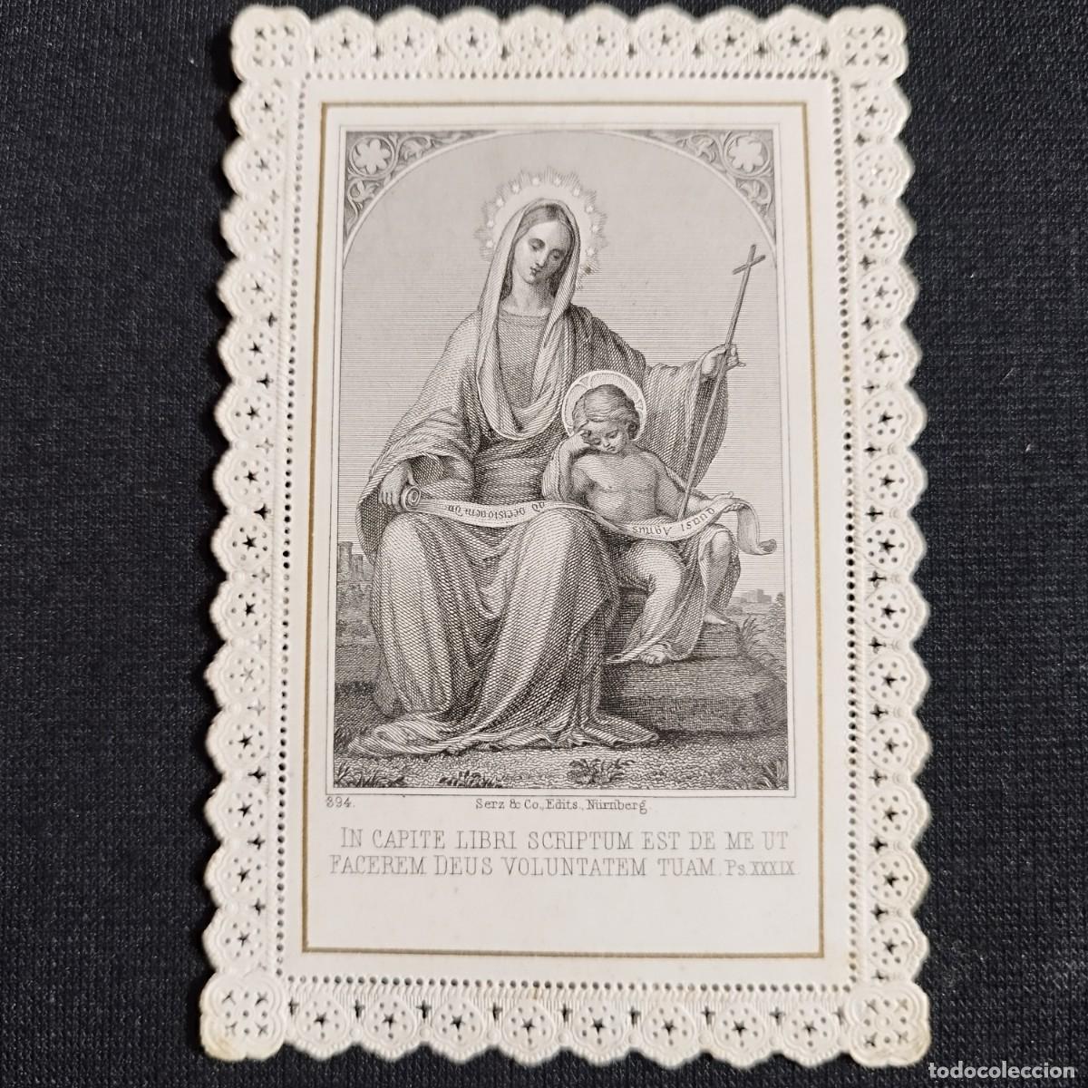 Otros art&iacute;culos de coleccionismo en papel: ESTAMPA VIRGEN MARIA CON NI&Ntilde;O JESUS - EDITORIAL SERZ CO - PUNTILLA CALADA -