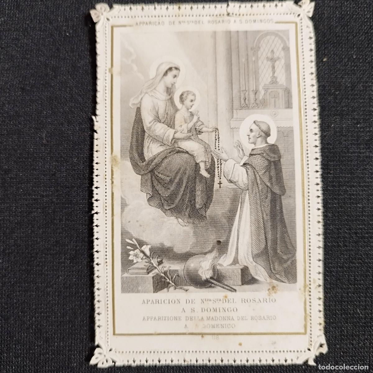 Otros art&iacute;culos de coleccionismo en papel: ESTAMPA APARICION VIRGEN NUESTRA SE&Ntilde;ORA DEL ROSARIO A SANTO DOMINGO - EDITOR LAMARCHER - PARIS -
