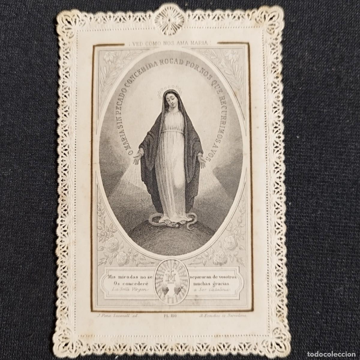 Otros art&iacute;culos de coleccionismo en papel: ESTAMPA VIRGEN INMACULADA MARIA SIN PECADO CONCEBIDA PUNTILLA CALADA -J.PENA SECANELL - BARCELONA -