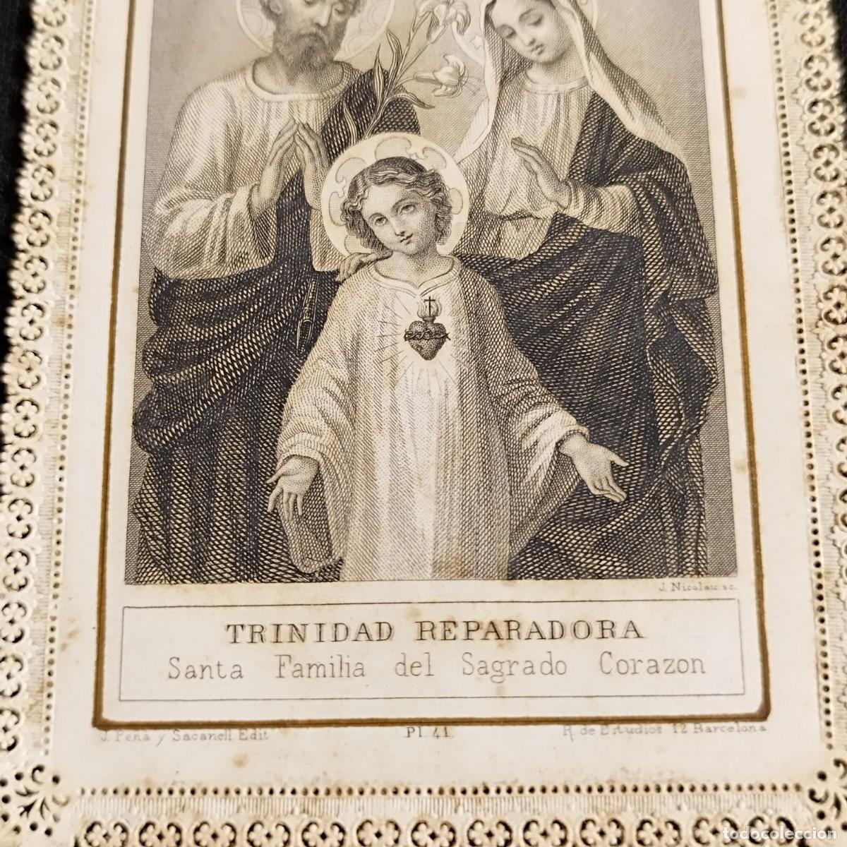 Otros art&iacute;culos de coleccionismo en papel: ESTAMPA SANTA FAMILIA SAGRADO CORAZON - PUNTILLA CALADA - J.PENA Y SECANELL