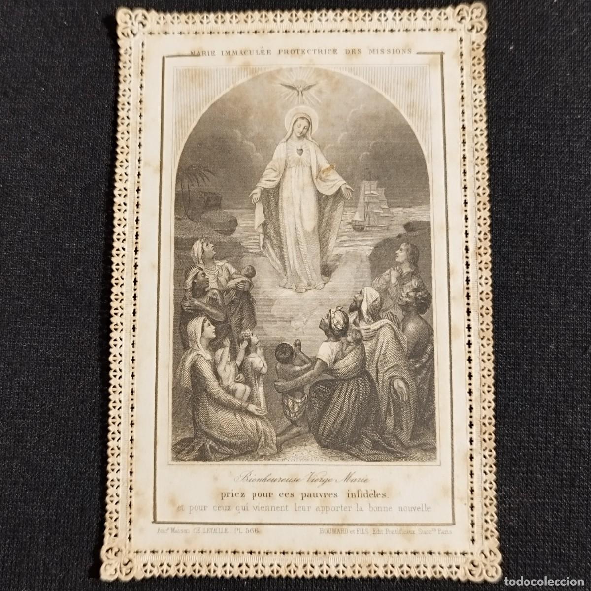 Otros art&iacute;culos de coleccionismo en papel: ESTAMPA VIRGEN MARIA ESPIRITU SANTO EN FORMA DE PALOMA - PUNTILLA CALADA - LETAILLE PARIS