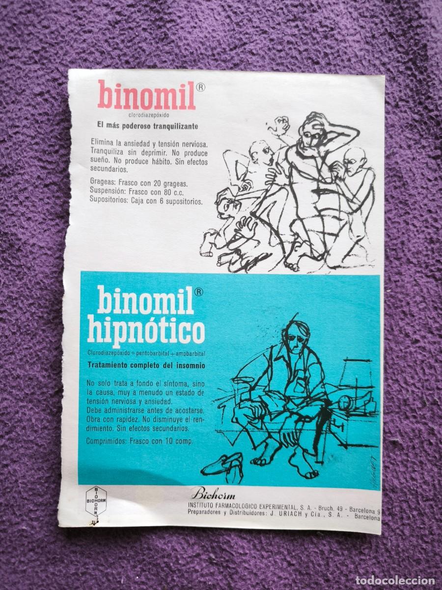 Otros art&iacute;culos de coleccionismo en papel: Publicidad Farmac&eacute;utica Vintage Biohorm &ndash; Binomil Y Dolmen &ndash; Ilustraci&oacute;n De Pla Narbona