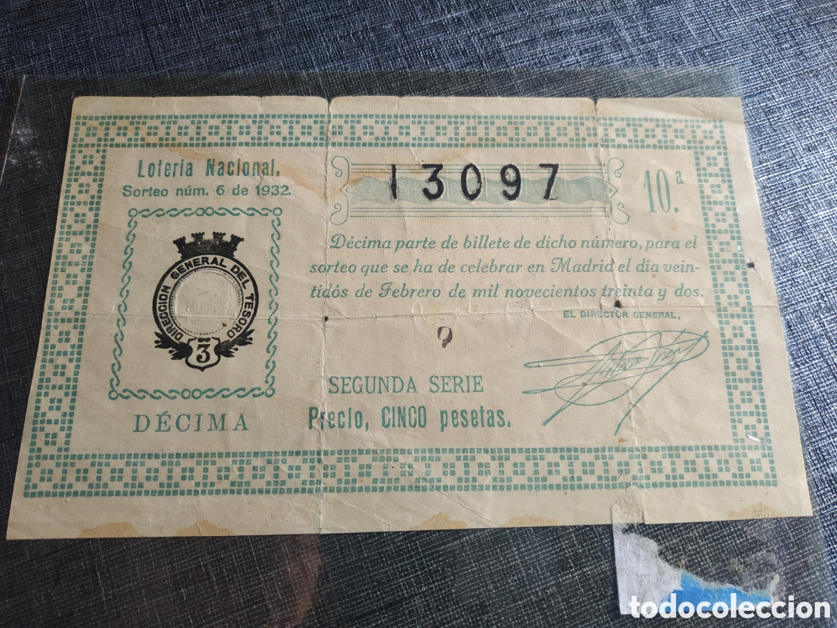 Otros art&iacute;culos de coleccionismo en papel: Loteria Nacional de 1932