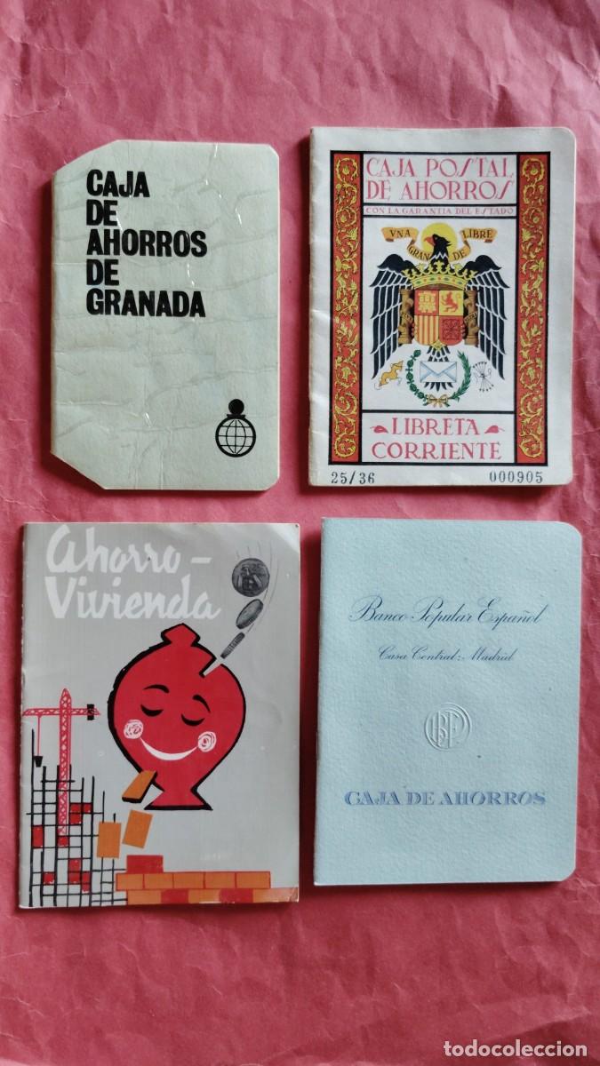 Otros art&iacute;culos de coleccionismo en papel: CAJA DE AHORROS DE GRANADA.-CAJA POSTAL.-AHORRO VIVIENDA.-BANCO POPULAR ESPA&Ntilde;OL.-LOTE DE 4 LIBRETAS.