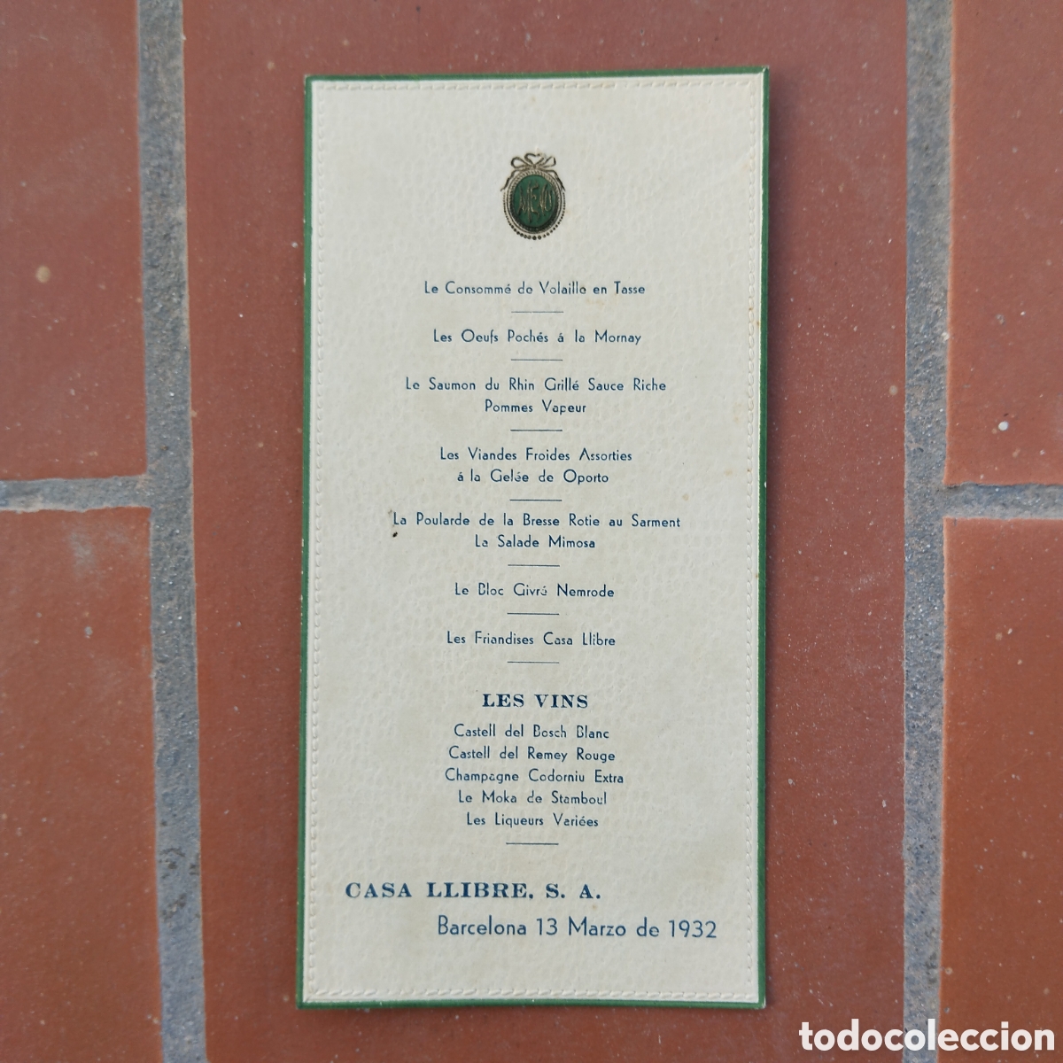 Otros art&iacute;culos de coleccionismo en papel: 1932 MEN&Uacute; &Agrave;PAT CASA LLIBRE S.A. BARCELONA MAR&Ccedil;