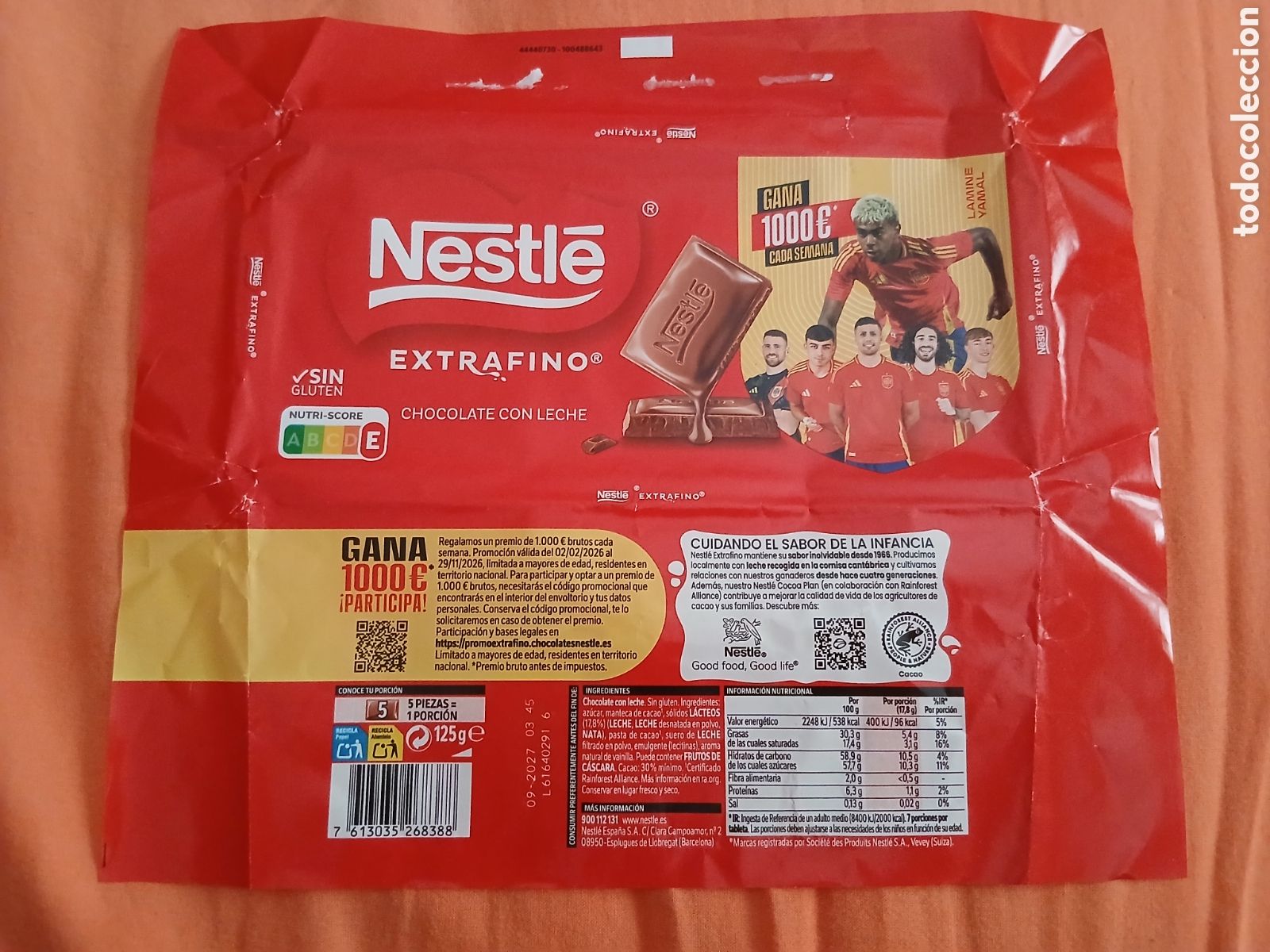 Otros art&iacute;culos de coleccionismo en papel: (Lamine Yamal) Envoltorio Publicidad Chocolate Nestl&eacute; Mundial F&uacute;tbol Espa&ntilde;a -Lamine Yamal-