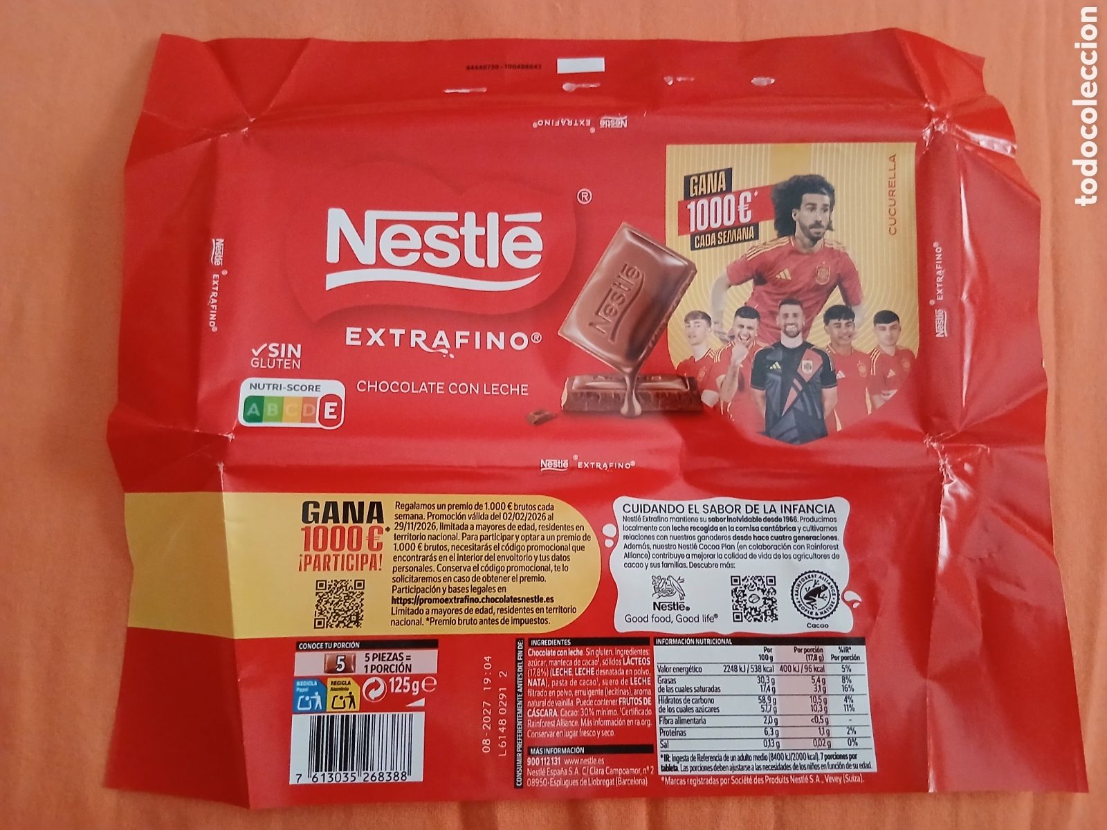 Otros art&iacute;culos de coleccionismo en papel: (Cucurella) Envoltorio Publicidad Chocolate Nestl&eacute; Mundial F&uacute;tbol Espa&ntilde;a -Cucurella-