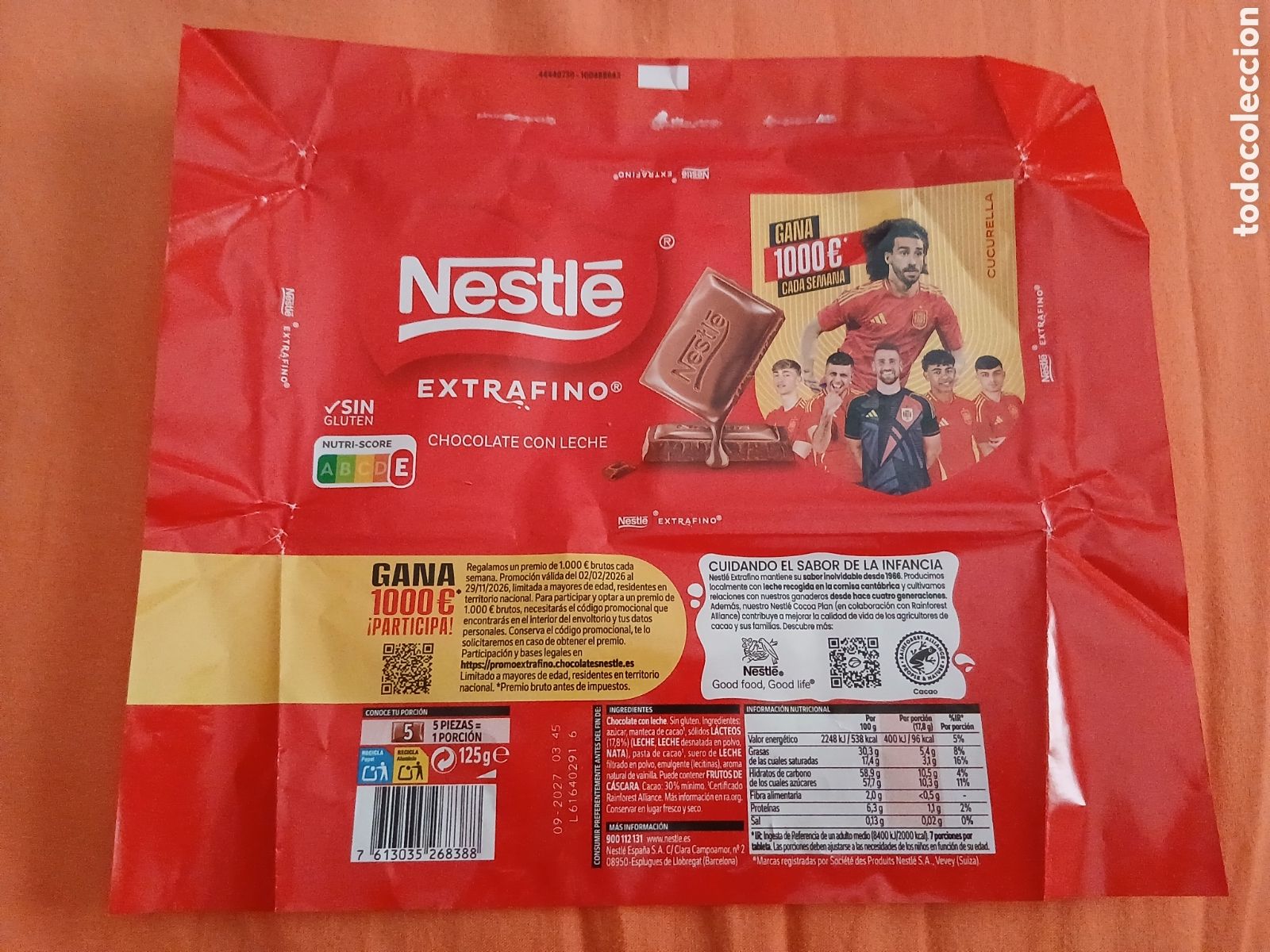 Otros art&iacute;culos de coleccionismo en papel: (Cucurella) Envoltorio Publicidad Chocolate Nestl&eacute; Mundial F&uacute;tbol Espa&ntilde;a -Cucurella-