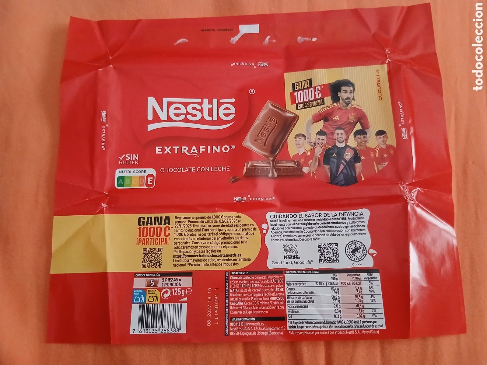 Otros art&iacute;culos de coleccionismo en papel: (Cucurella) Envoltorio Publicidad Chocolate Nestl&eacute; Mundial F&uacute;tbol Espa&ntilde;a -Cucurella-