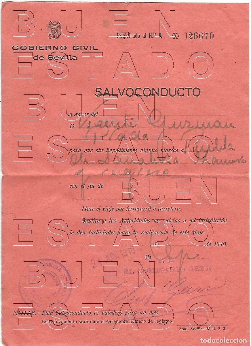 Otros art&iacute;culos de coleccionismo en papel: SALVOCONDUCTO PUEBLA DE SANABRIA ZAMORA SEVILLA Y REGRESO M28