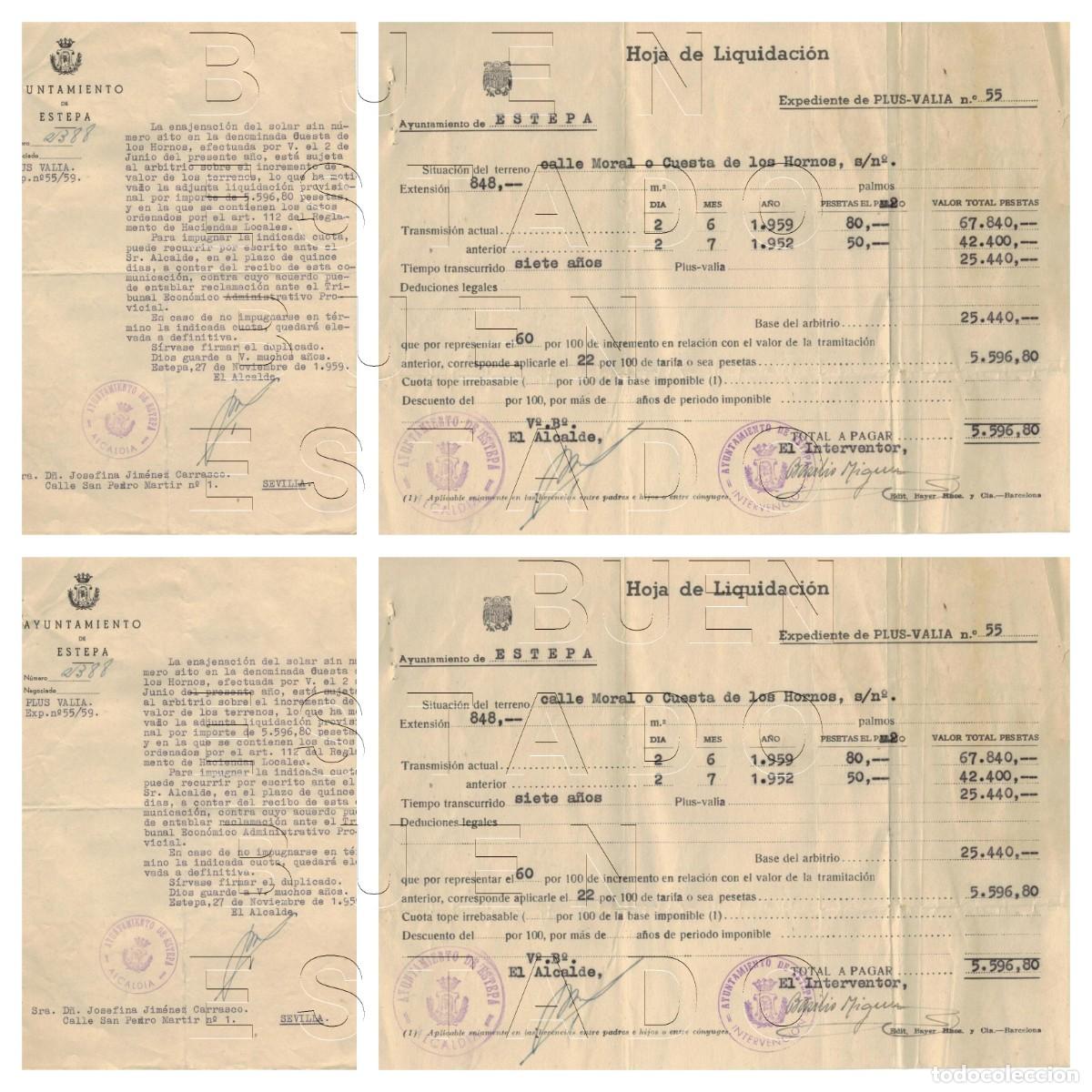 Sammelleidenschaft Andere Papierartikel: ESTEPA 1959 CUESTA DE LOS HORNOS 2 DOCUMENTOS M28