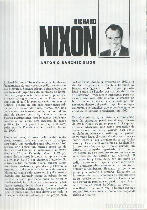 Otros art&iacute;culos de coleccionismo en papel: Los protagonistas de la historia: Richard Nixon, juego de 32 paginas por Antonio Sanchez Gijon -