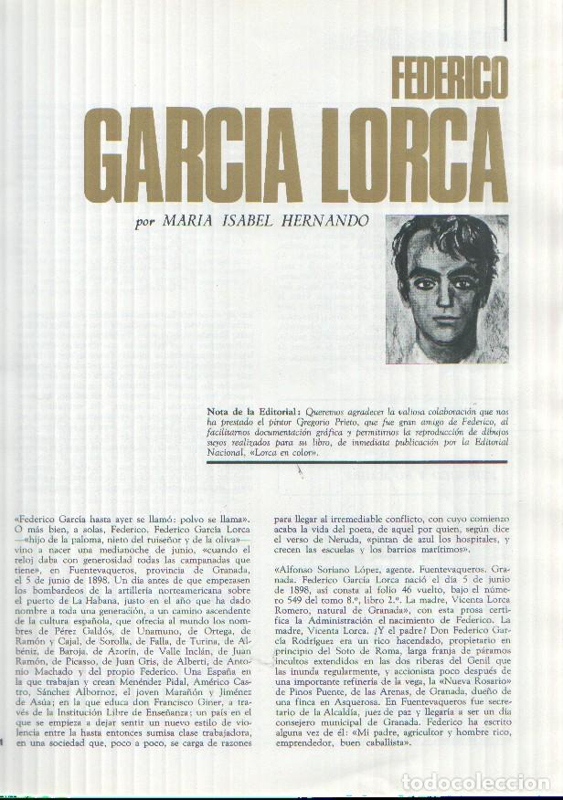 Otros art&iacute;culos de coleccionismo en papel: Los protagonistas de la historia: Federico Garcia Lorca, juego de 32 paginas por Maria Isabel Hern