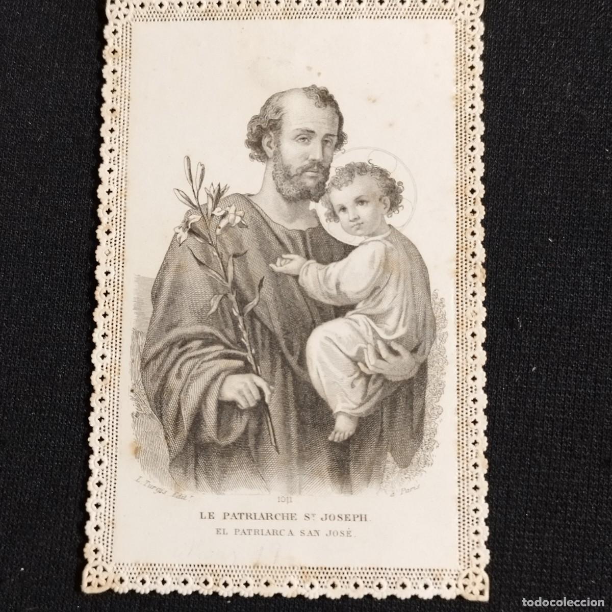 Altri oggetti di carta: ESTAMPA EL PATRIARCA SAN JOSE - PUNTILLA CALADA - EDITOR L. TURGIS PARIS -
