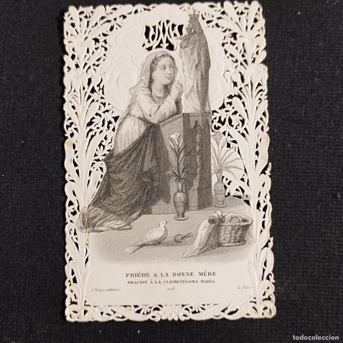 Otros art&iacute;culos de coleccionismo en papel: ESTAMPA ORACION A LA CLEMENTISIMA MARIA - PUNTILLA CALADA - L. TURGIS -PARIS