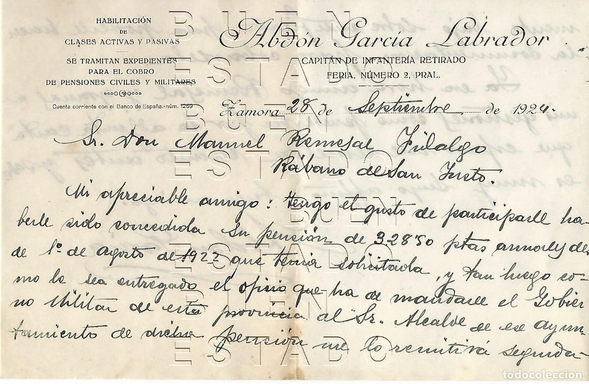 Otros art&iacute;culos de coleccionismo en papel: ZAMORA RABANO DE SAN JUSTO 1924 MANUEL REMESAL FIDALGO CARTA M49
