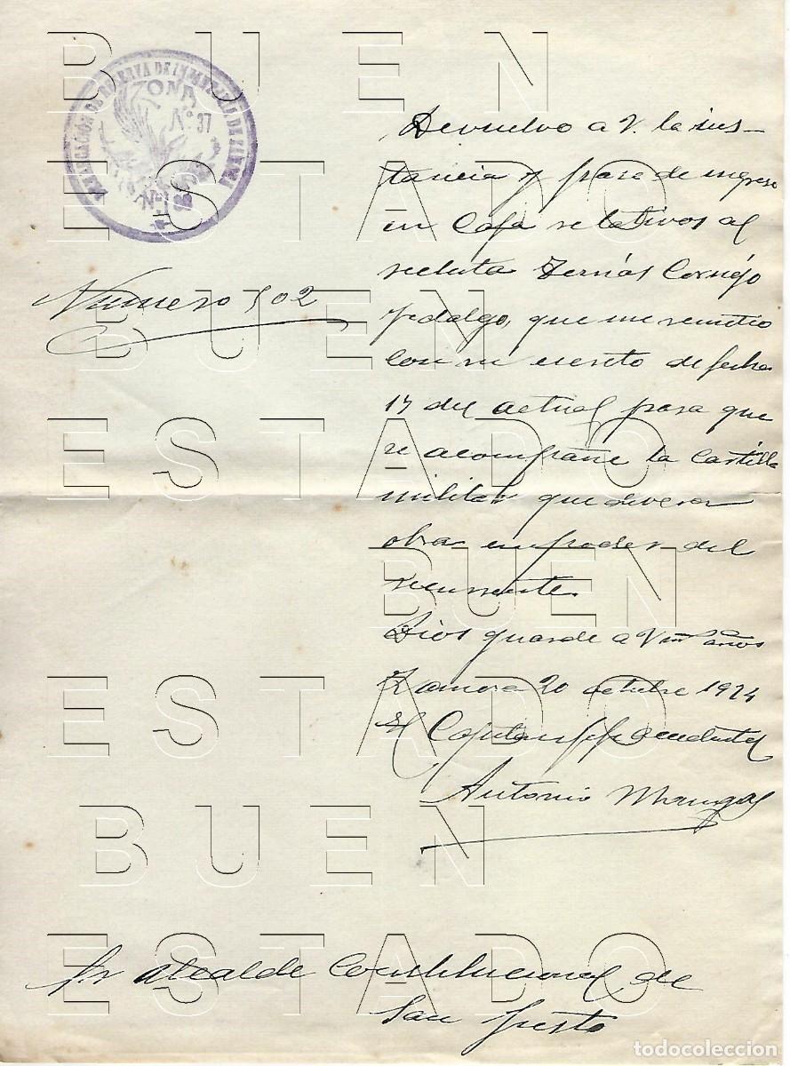 Paper Collecting Others: ZAMORA RABANO DE SAN JUSTO 1924 CARTA AL ALCALDE DEL CAPITAN ANTONIO M M49