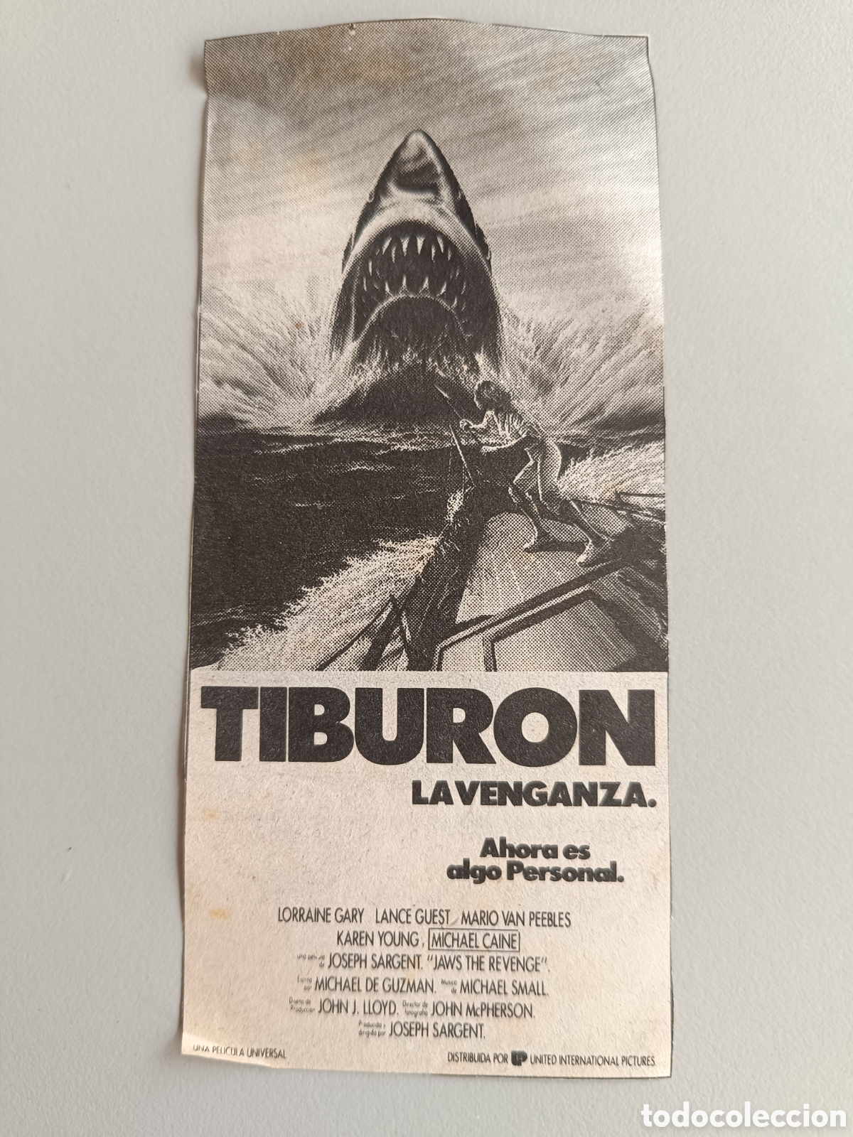 Otros art&iacute;culos de coleccionismo en papel: Anuncio prensa Tibur&oacute;n la venganza cartel cine